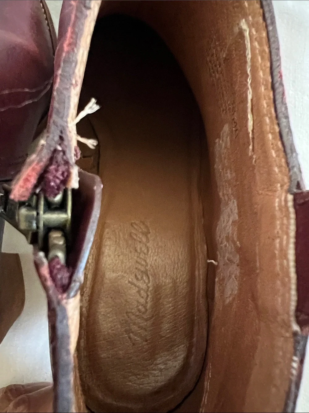 Madewell Burgundy/Brown Leather Ankle Booties with Side Zipper